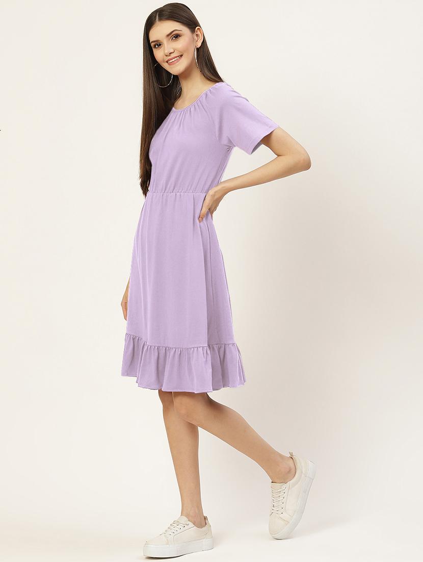women solid short sleeves tiered dress - 21793293 - Standard Image - 2