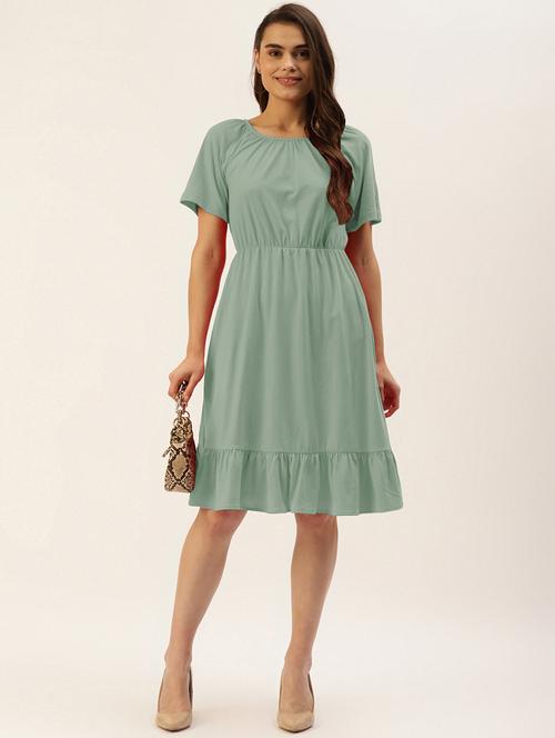 women solid short sleeves tiered dress - 21793298 - Standard Image - 0
