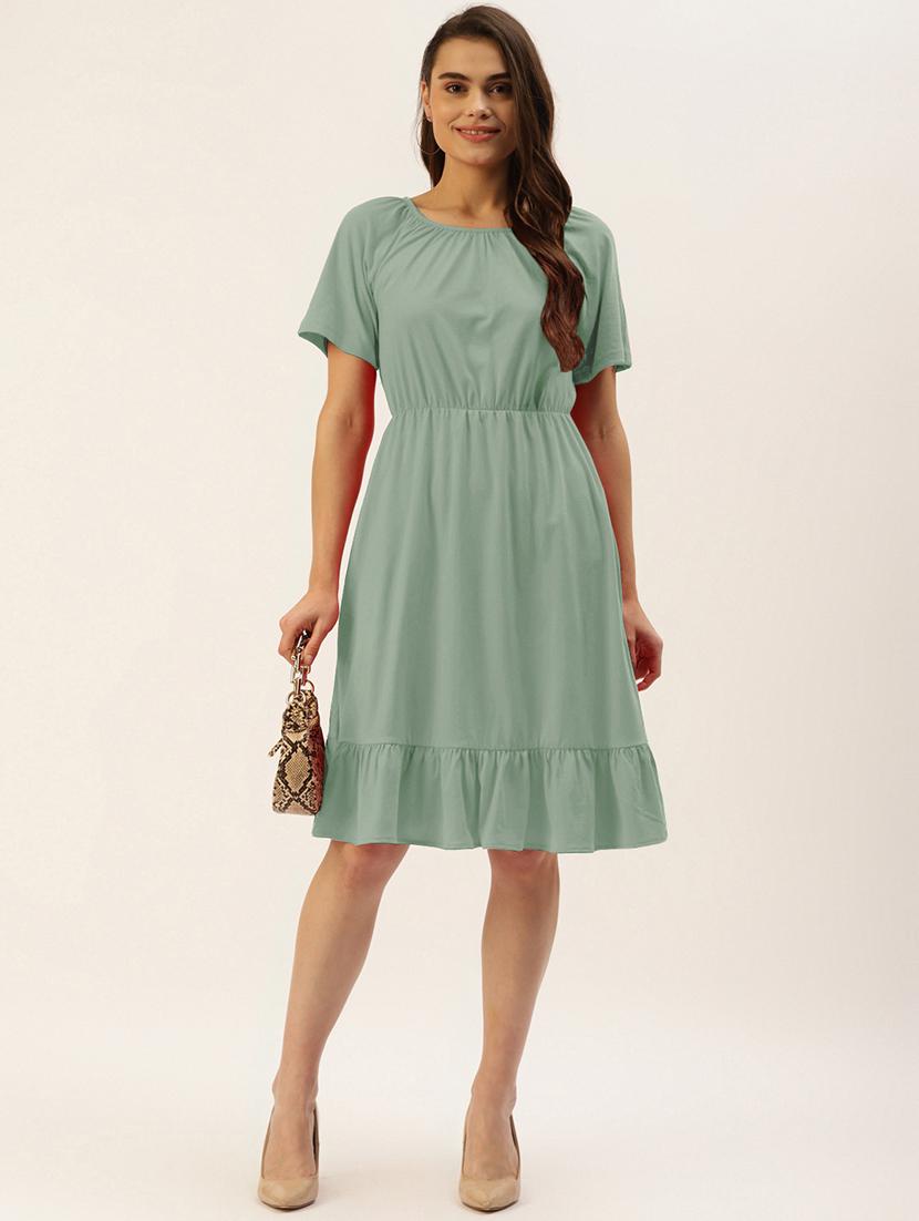 women solid short sleeves tiered dress - 21793298 - Zoom Image - 0