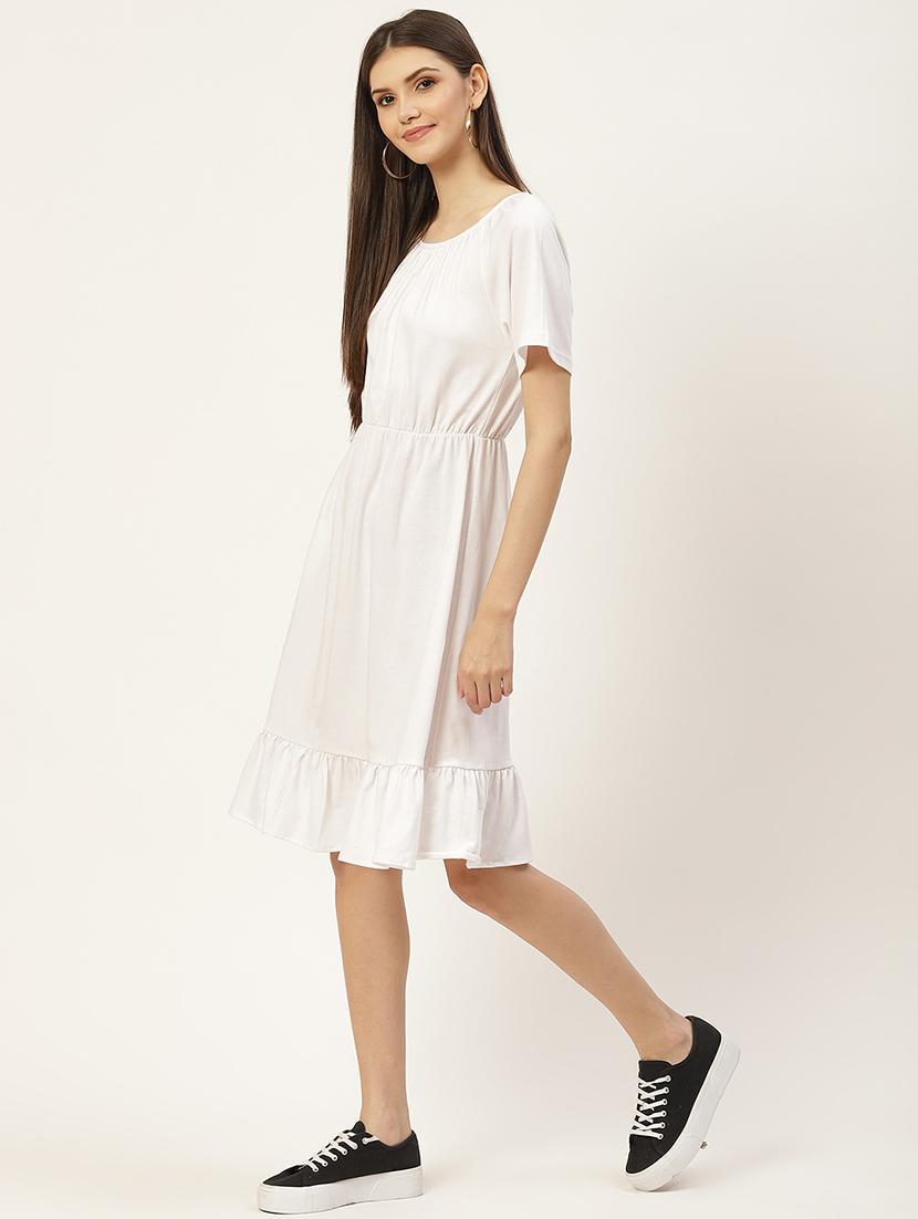 women solid short sleeves tiered dress - 21793299 - Standard Image - 2