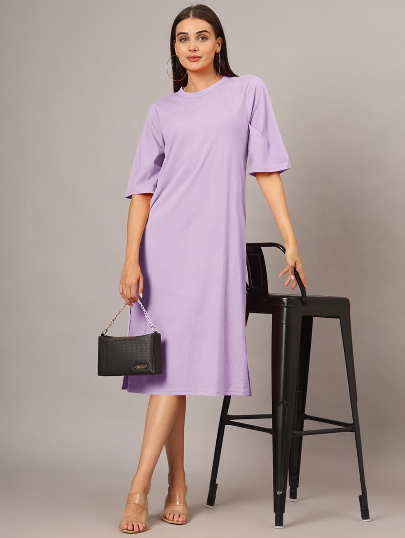 women solid short sleeves shift dress - 21793313 - Zoom Image - 0