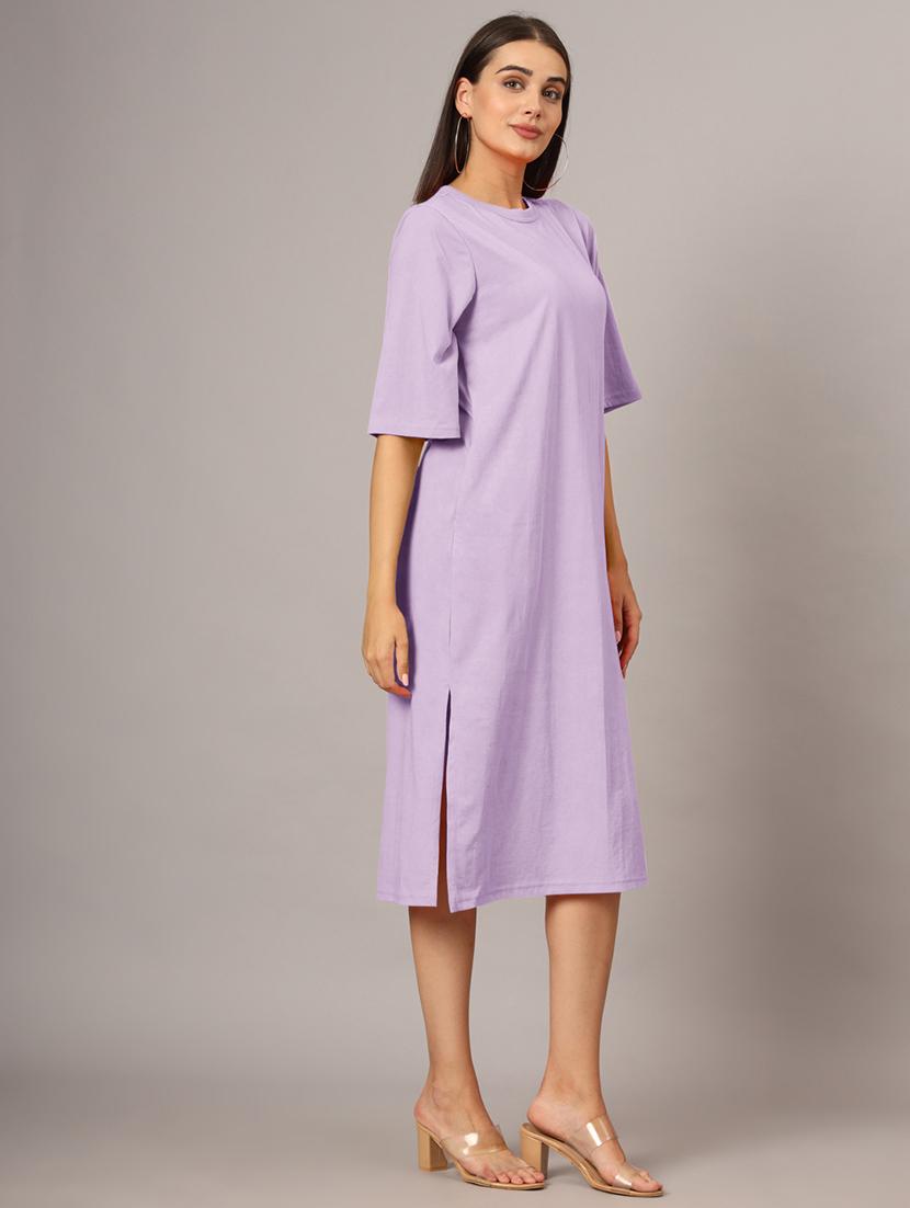 women solid short sleeves shift dress - 21793313 - Standard Image - 2