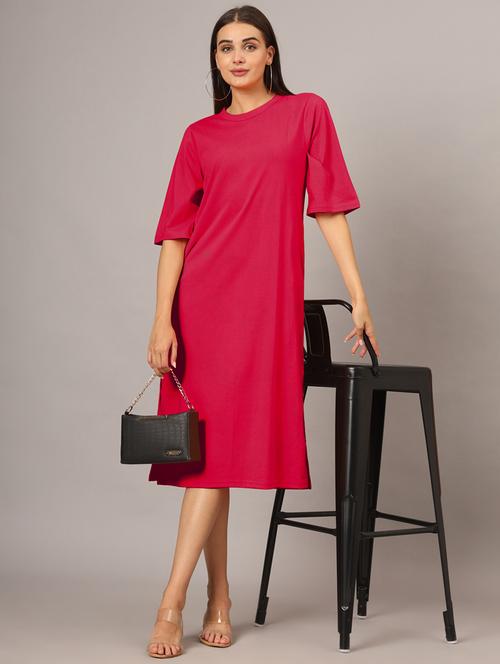 women solid short sleeves shift dress - 21793314 -  Standard Image - 0