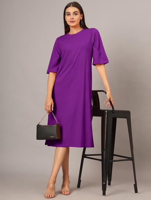 women solid short sleeves shift dress - 21793318 - Standard Image - 0
