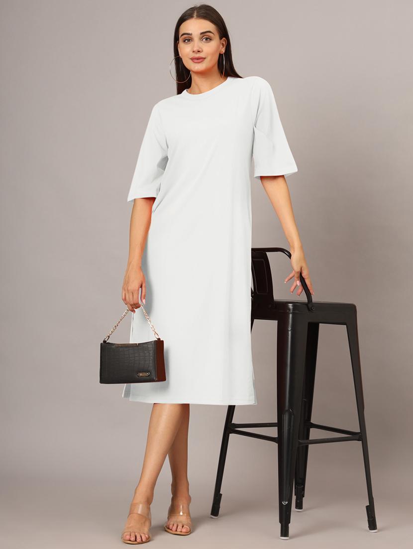 women solid short sleeves shift dress - 21793321 - Zoom Image - 0