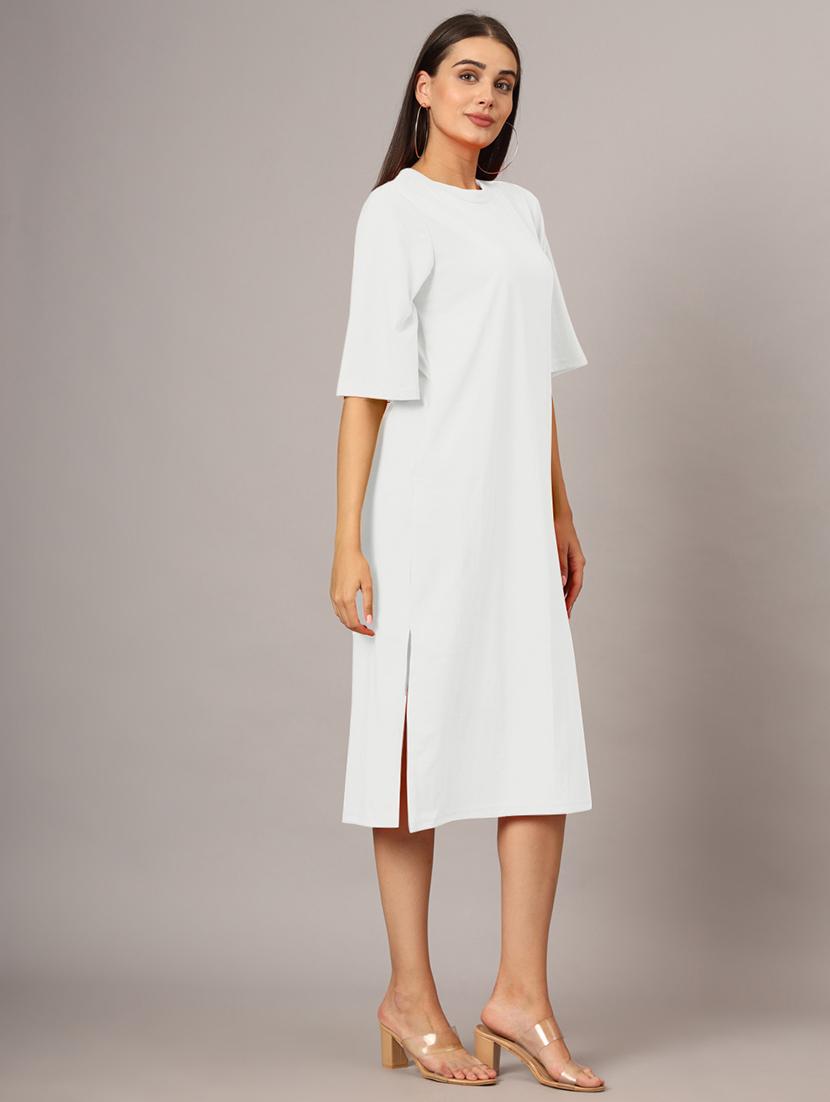 women solid short sleeves shift dress - 21793321 - Standard Image - 2