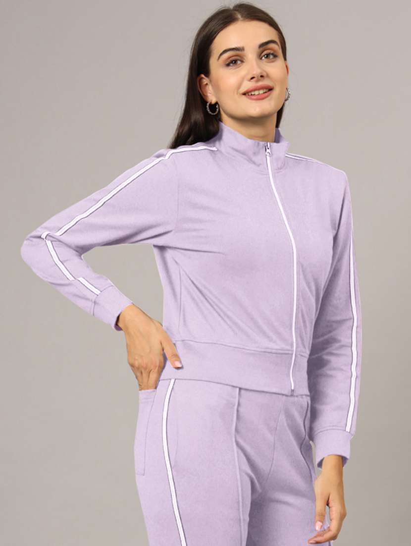 women lavender solid full length active wear set - 21793327 -  Standard Image - 2
