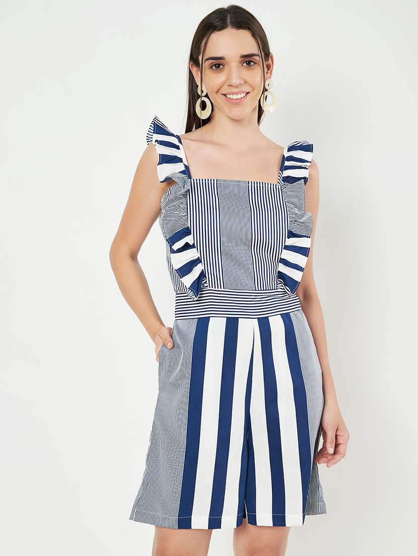 women striped sleeveless romper - 21793341 -  Zoom Image - 0