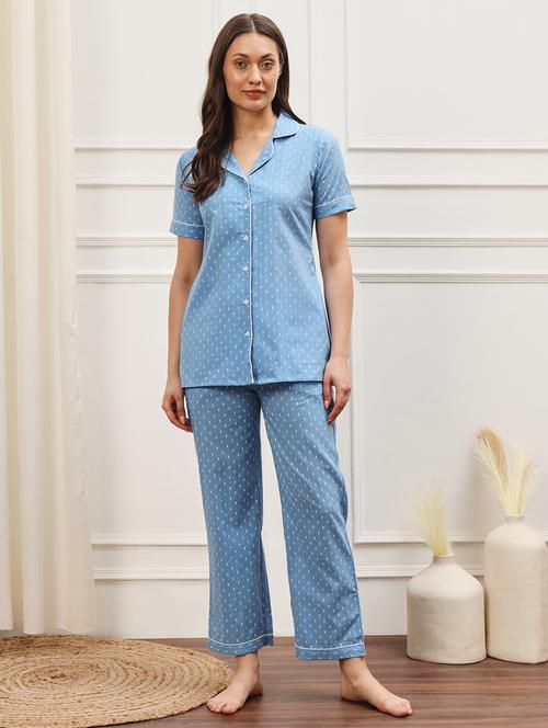 women printed short sleeves nightwear pyjama set - 21793356 - Standard Image - 0