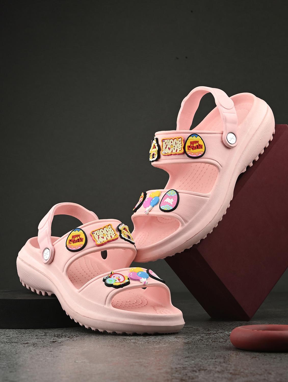 women pink solid clogs