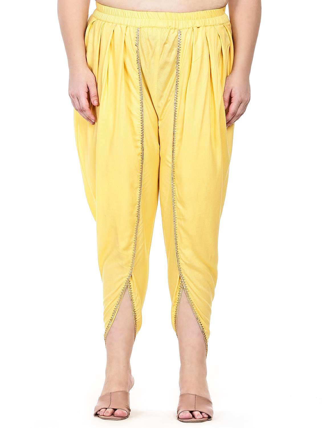 women solid mid rise dhoti salwar