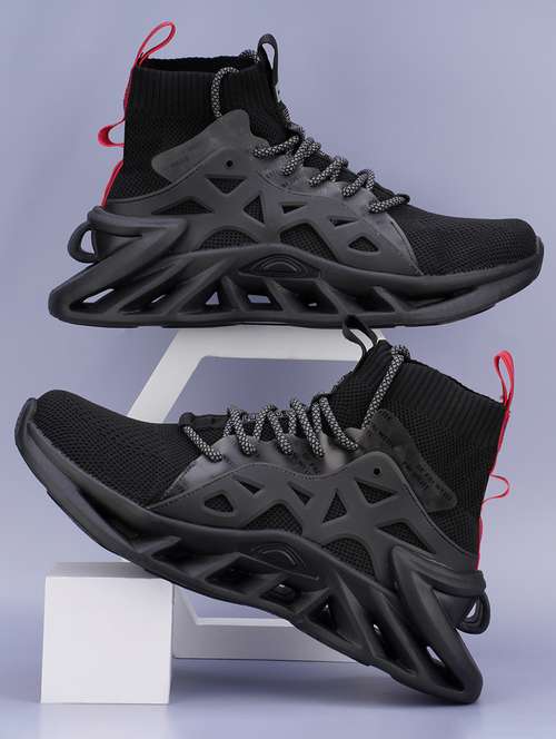 men black lace up high ankle sneaker - 21793853 - Standard Image - 0