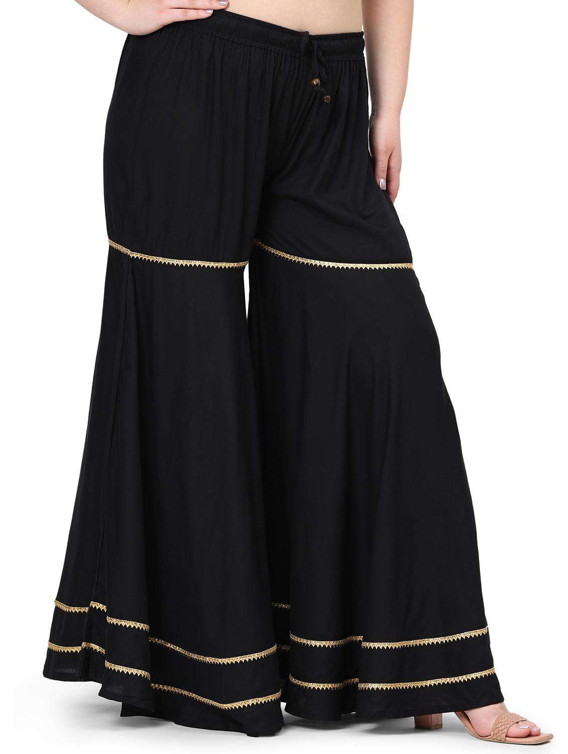 women black solid mid rise sharara - 21793963 -  Standard Image - 2