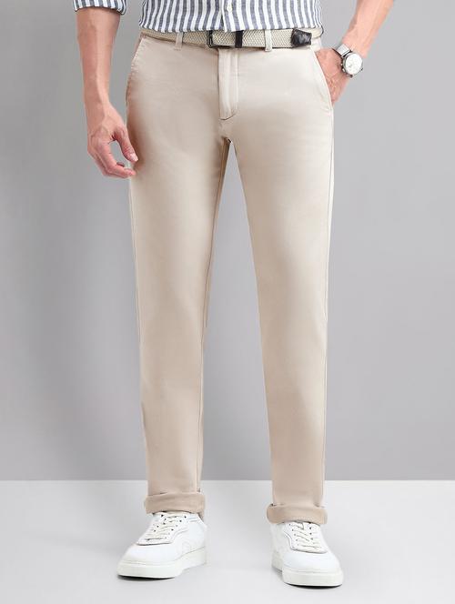 men solid mid rise chinos casual trouser - 21794476 - Standard Image - 0