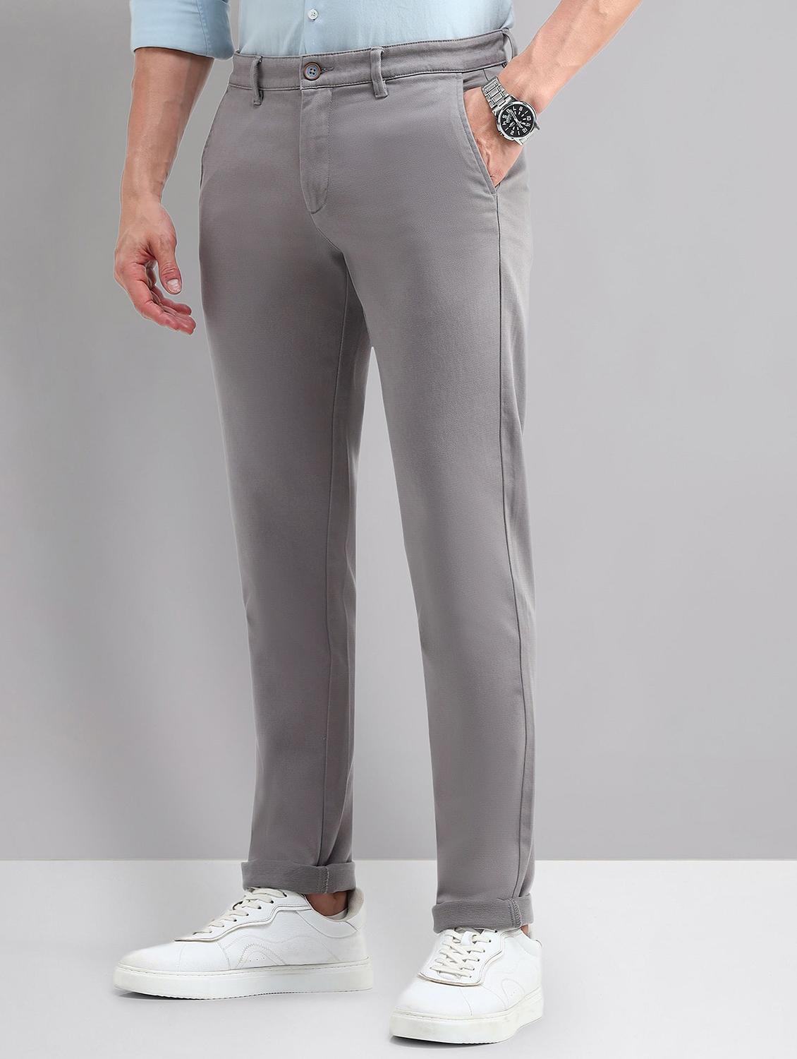 men solid mid rise chinos casual trouser - 21794478 - Standard Image - 2
