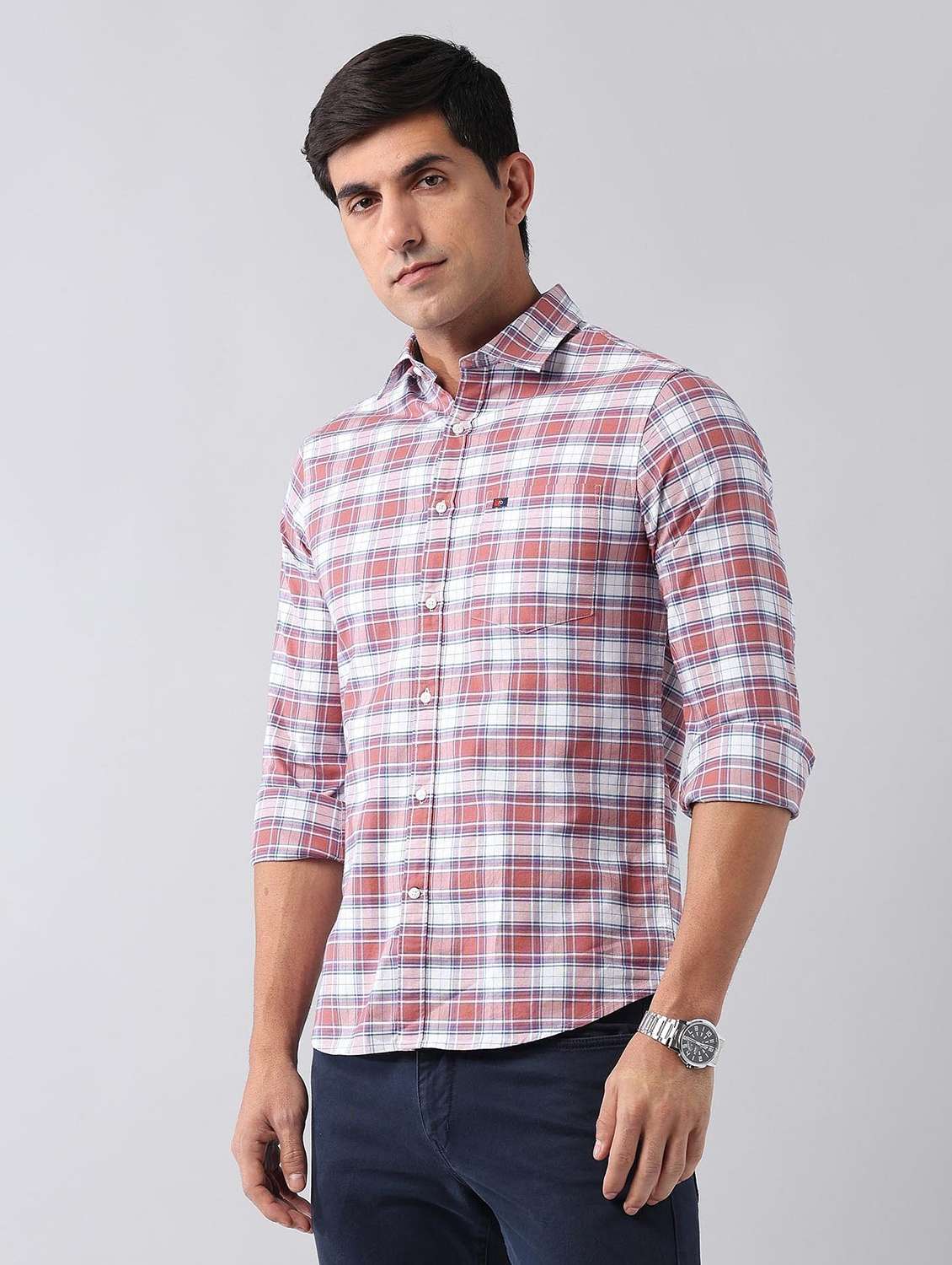 men checkered long sleeve slim fit casual shirt - 21794535 -  Standard Image - 2