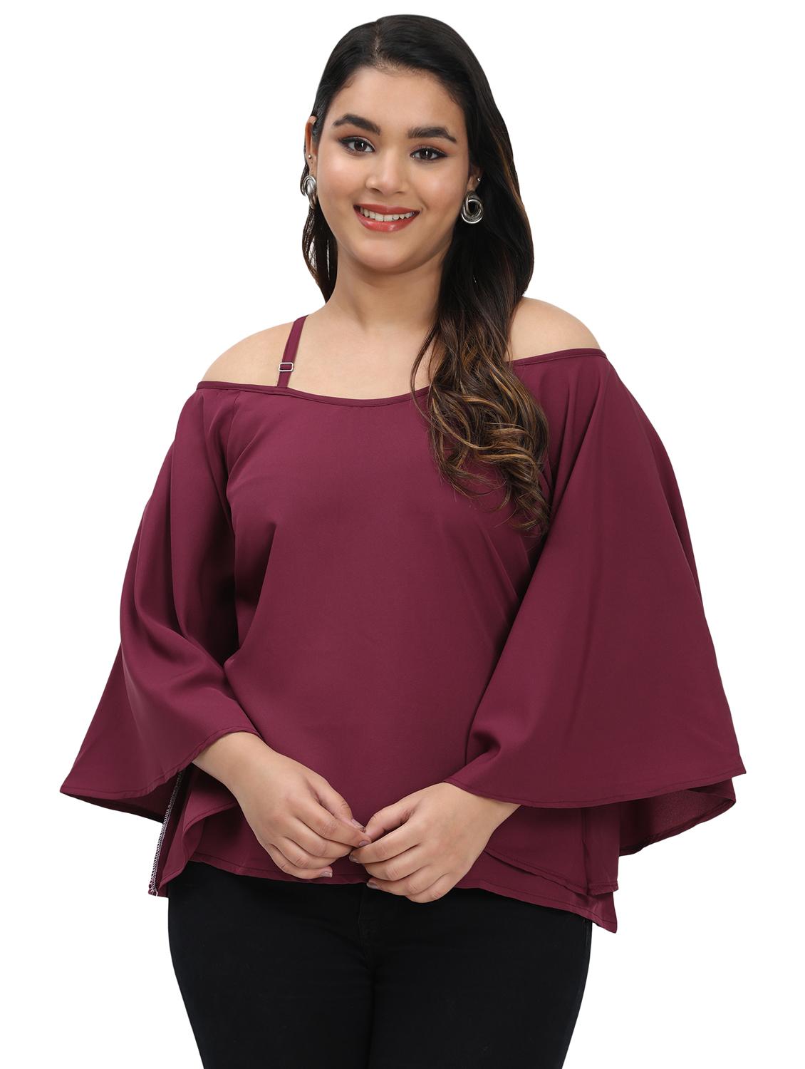 women plus size solid bell sleeves top - 21794584 - Zoom Image - 0