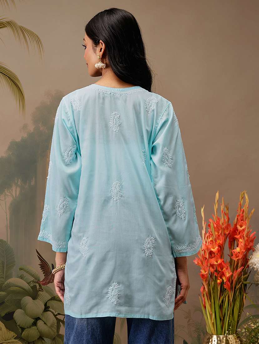 women long sleeve straight chikankari kurti - 21794632 -  Standard Image - 2