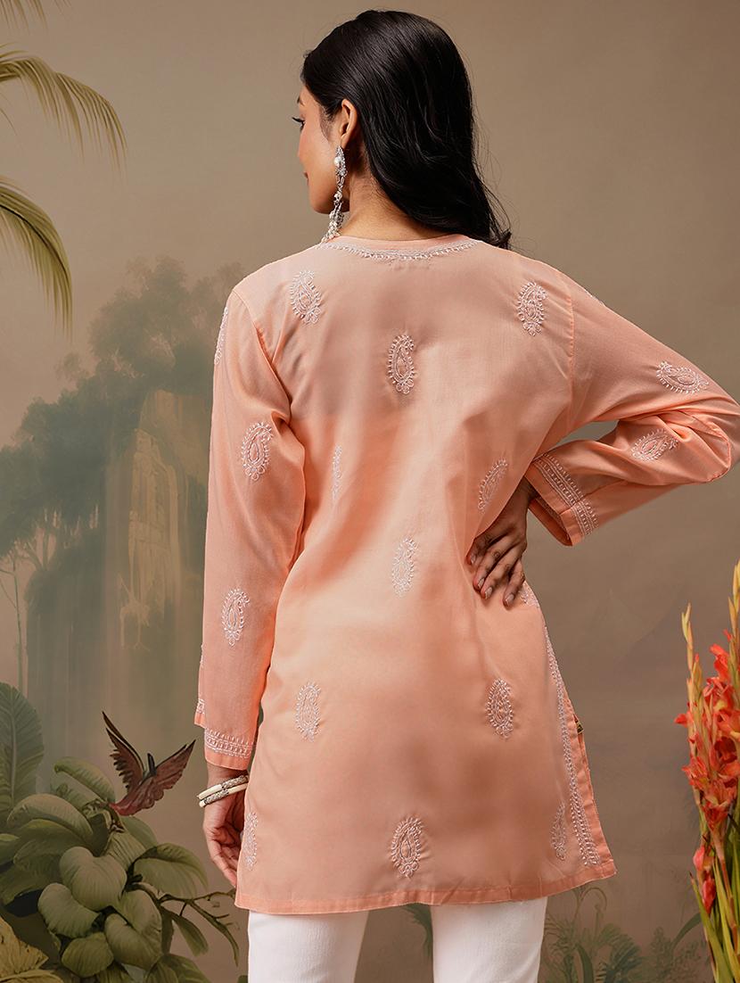 women long sleeve straight chikankari kurti - 21794636 - Standard Image - 2