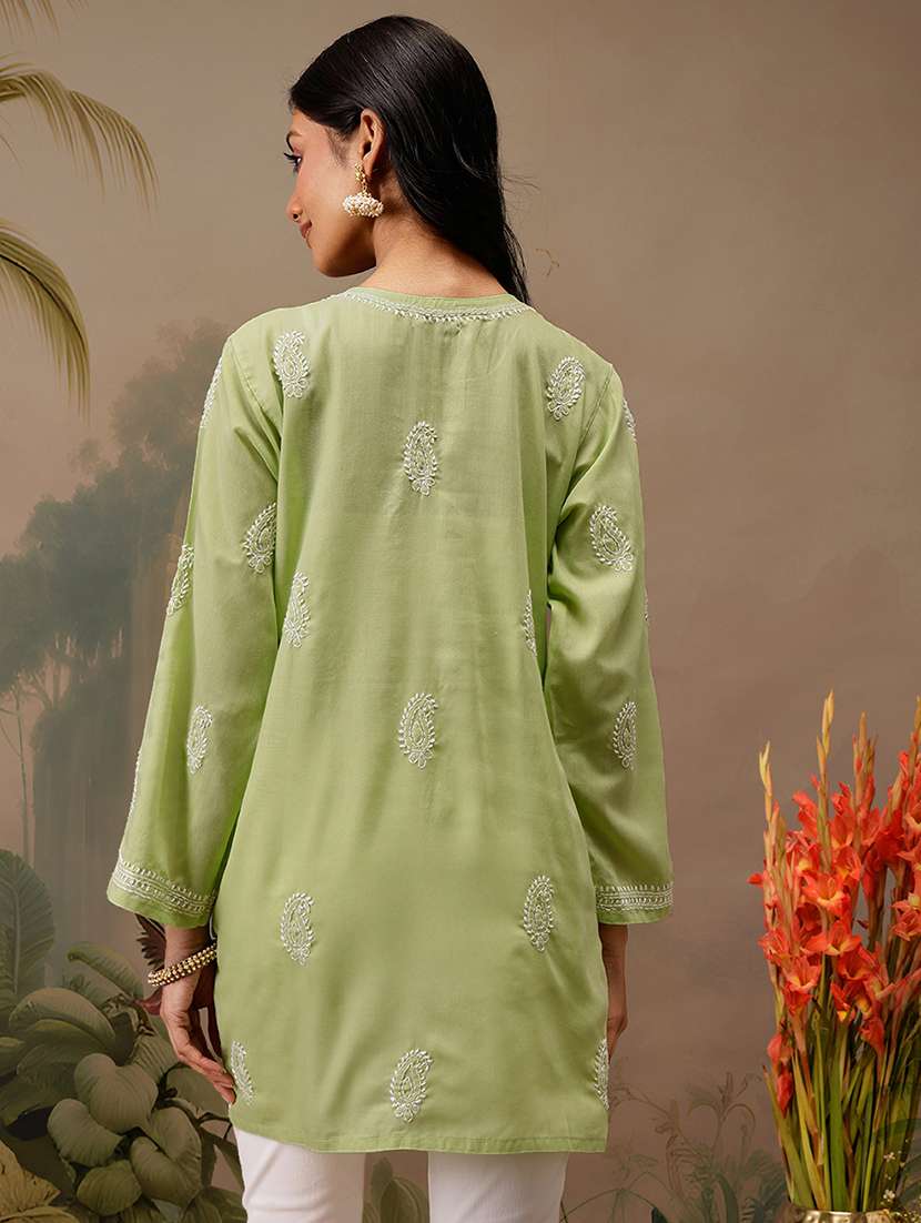 women long sleeve straight chikankari kurti - 21794638 - Standard Image - 2