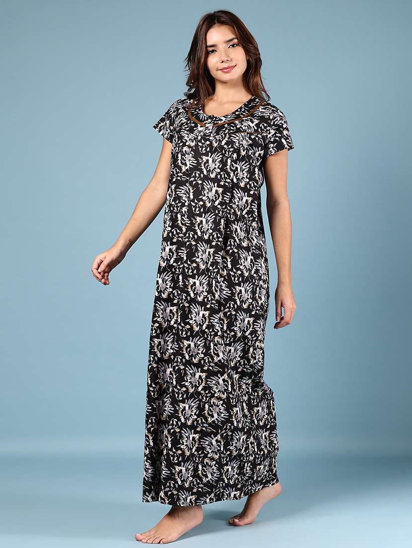 women printed short sleeve nighty - 21794671 -  Standard Image - 2