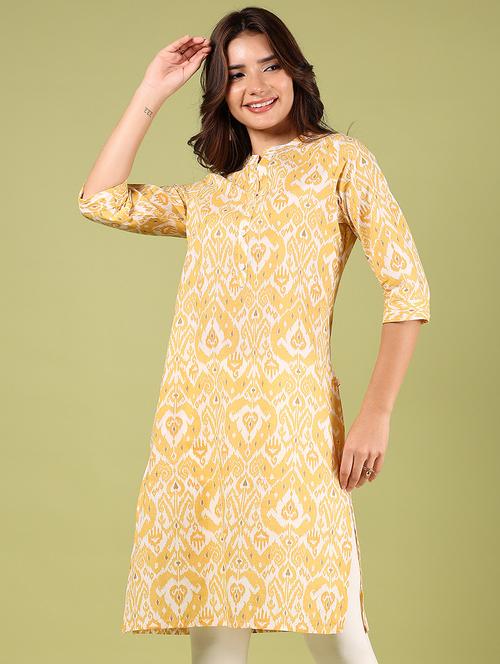 women printed three quarter sleeve straight kurta - 21794681 - Standard Image - 0