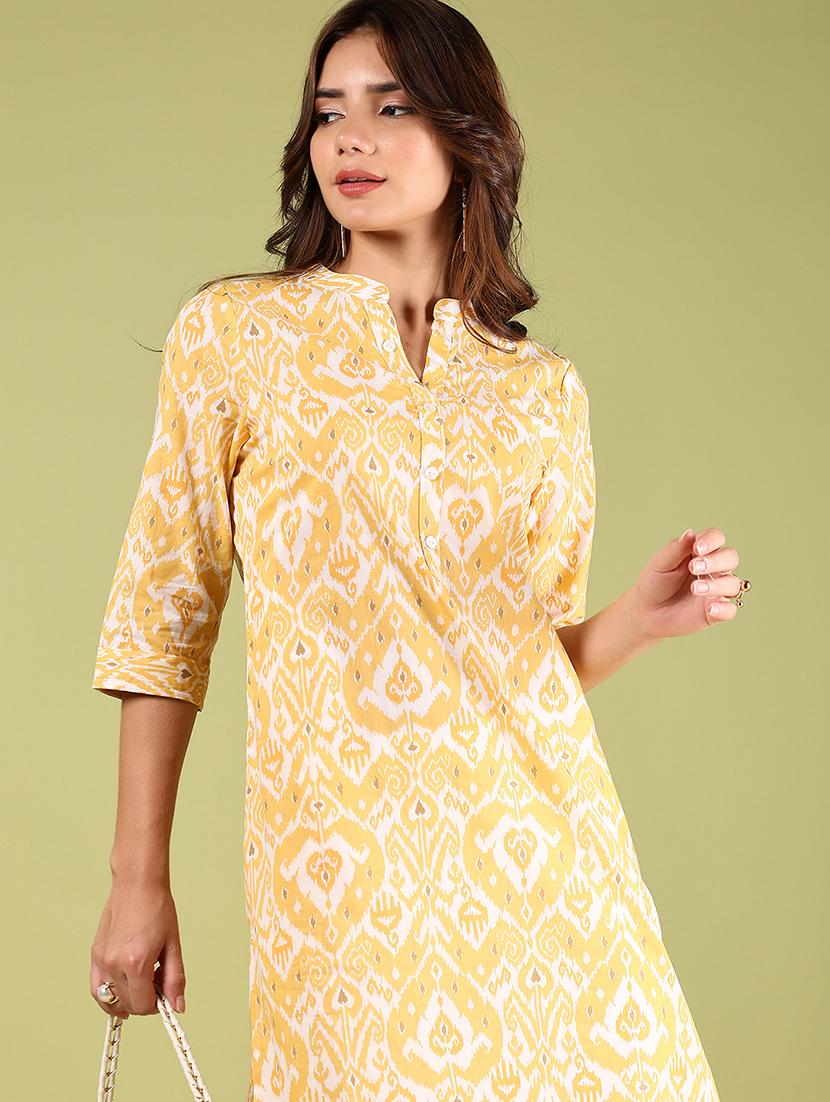 women printed three quarter sleeve straight kurta - 21794681 - Standard Image - 2