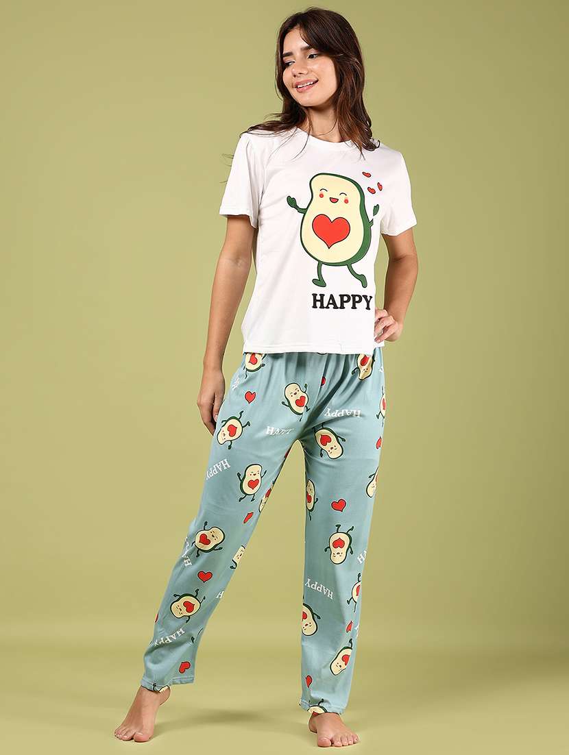 women printed nightwear pyjama set