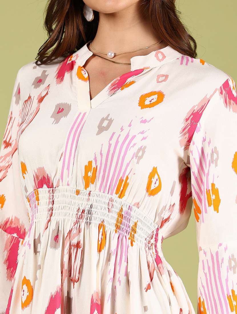 women printed three quarter fit & flare dress - 21794720 - Standard Image - 2