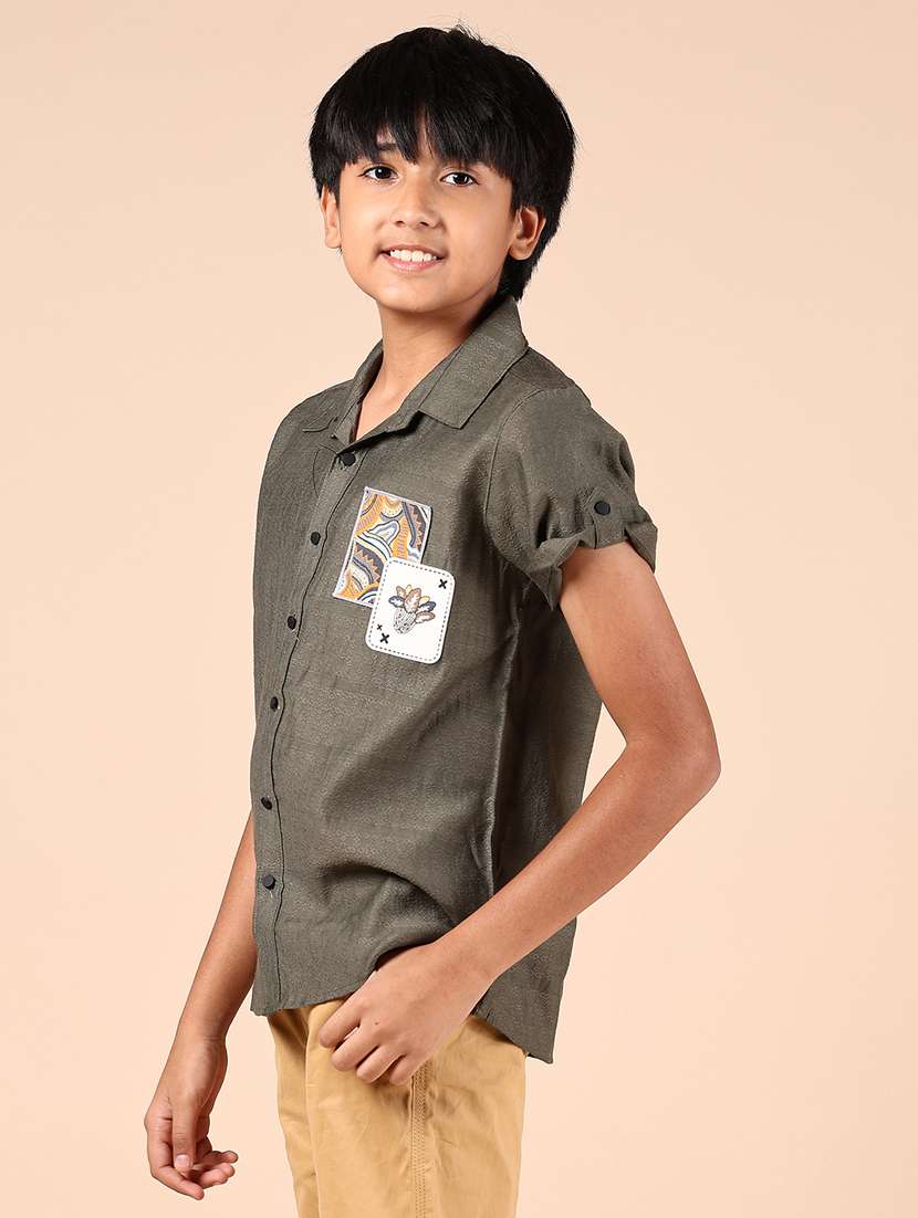 boys self design short sleeve casual shirt - 21794811 - Standard Image - 2