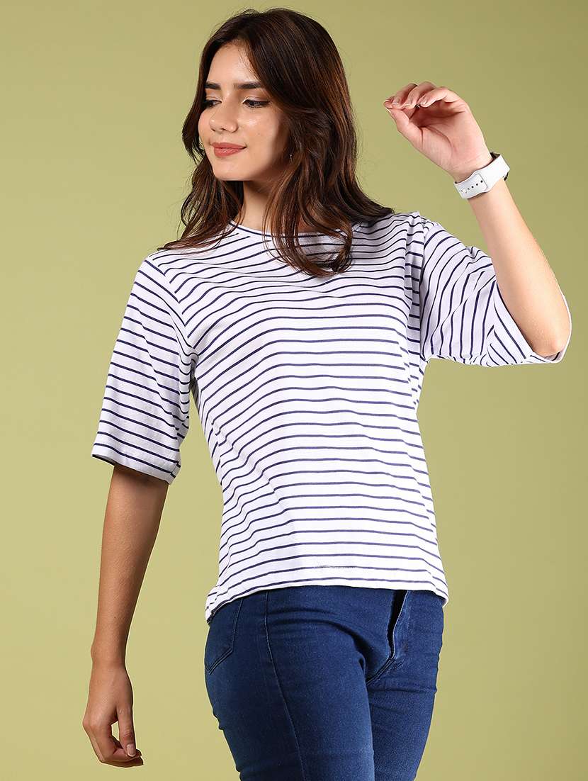 women striped short sleeve regular fit t-shirt - 21794817 -  Standard Image - 2