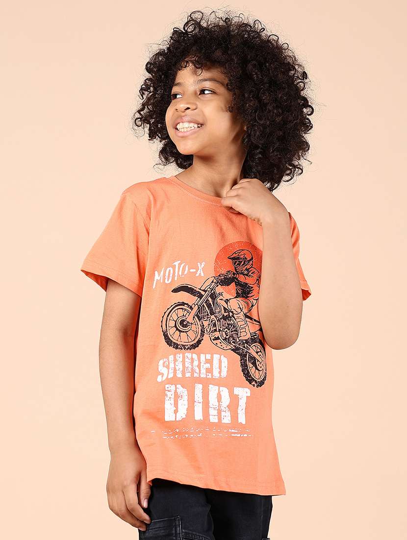 boys front print round neck t-shirt - 21794821 -  Standard Image - 2