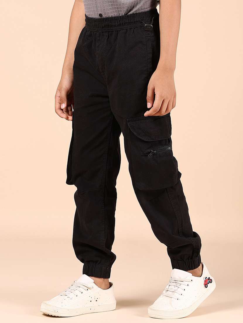 boys solid mid rise relaxed fit cargo - 21794831 -  Standard Image - 2