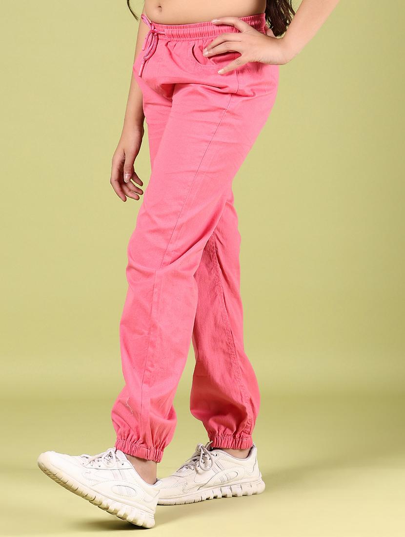 girls pink cotton plain jogger - 21794904 - Standard Image - 2