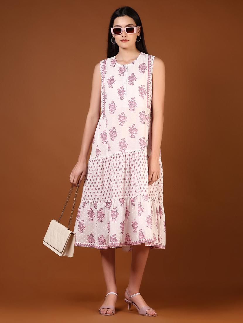 women floral printed sleeveless tiered dress - 21795075 - Zoom Image - 0