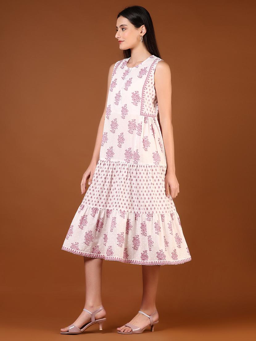 women floral printed sleeveless tiered dress - 21795075 - Standard Image - 2