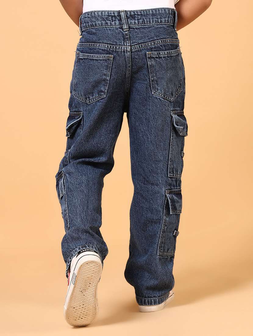 boys solid relaxed fit denim cargo - 21795212 -  Standard Image - 2