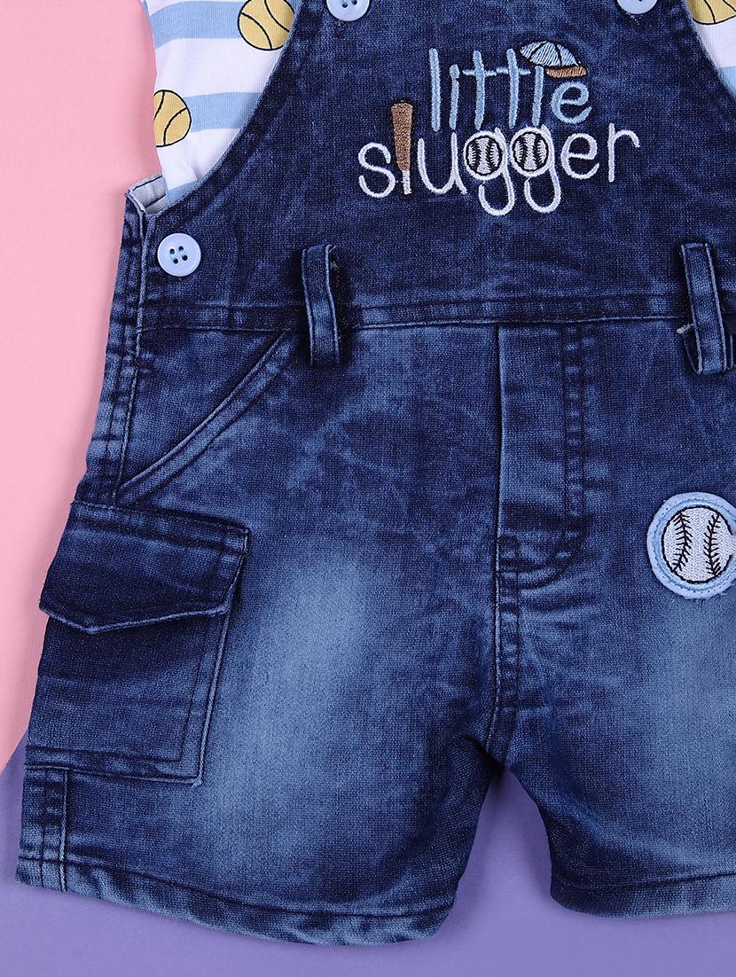 boys printed t-shirt & dungaree casual wear set - 21795232 - Standard Image - 2