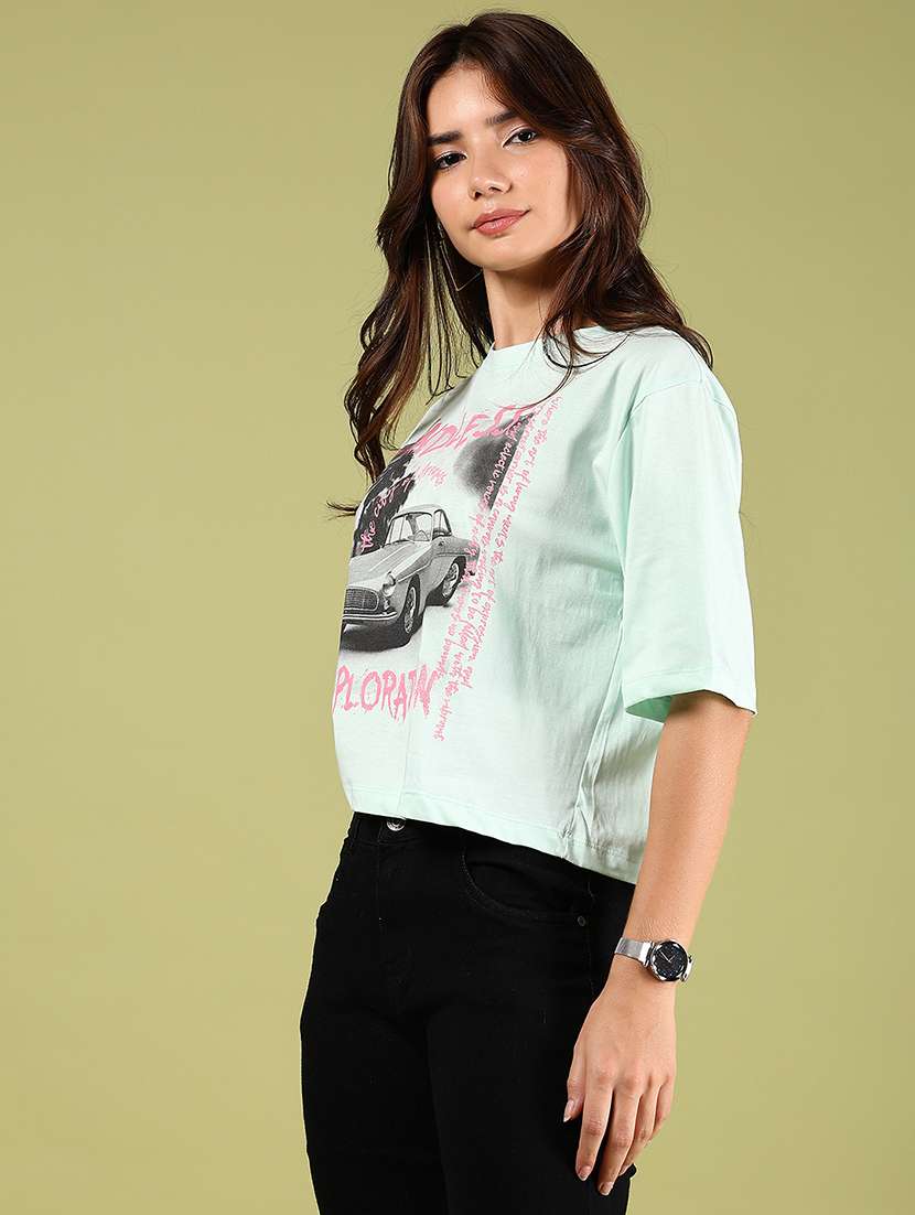 women printed short sleeves boxy t-shirt - 21795240 -  Standard Image - 2
