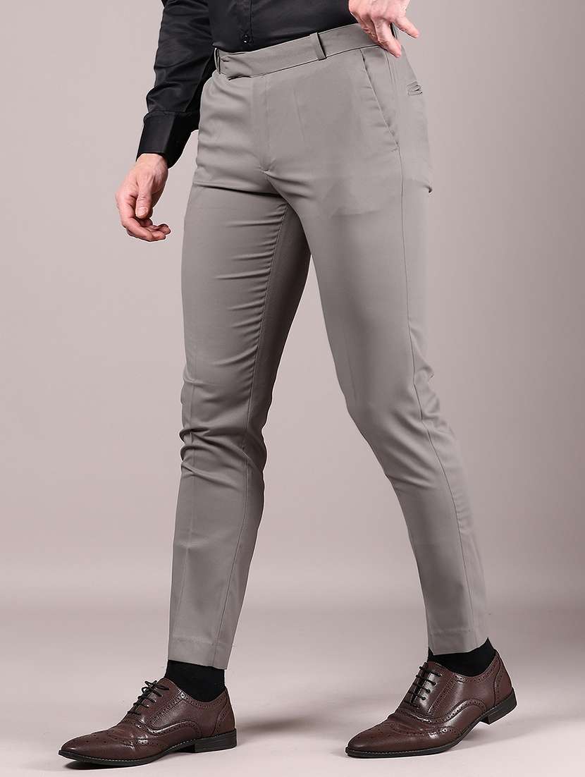 men solid regular fit flat front formal trouser - 21795285 -  Standard Image - 2