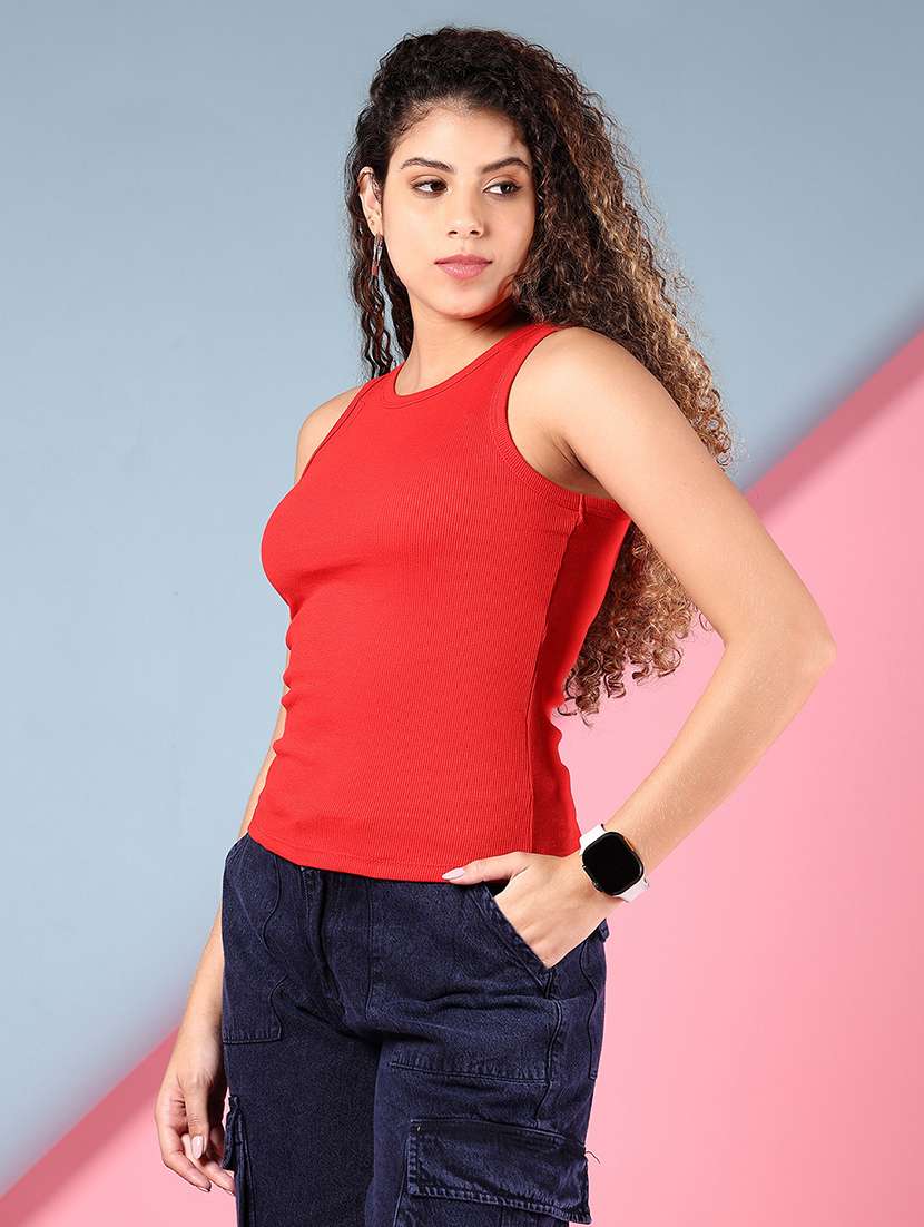 women solid sleeveless tank top - 21795345 -  Standard Image - 2