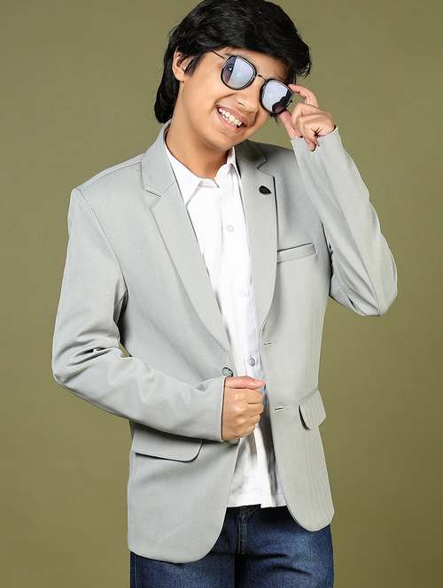 boys solid long sleeve blazer - 21795432 - Standard Image - 0