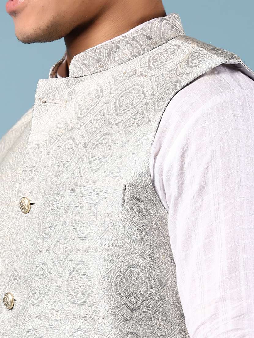 men self design sleeveless regular fit nehru jacket - 21795602 -  Standard Image - 2