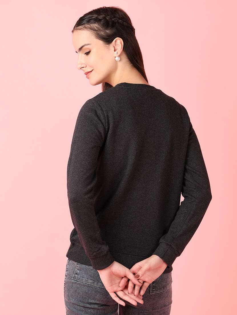 women chest print long sleeve sweatshirt - 21795829 - Standard Image - 2