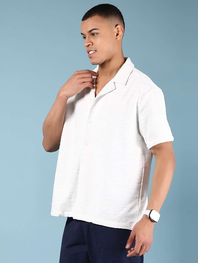 men self design cuban collar loose fit casual shirt - 21796150 -  Standard Image - 2