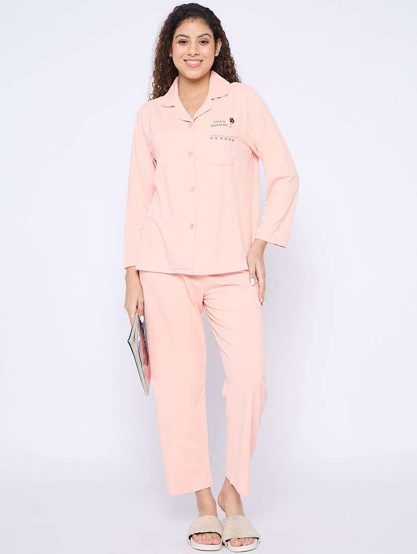 women long sleeves nightwear pyjama set