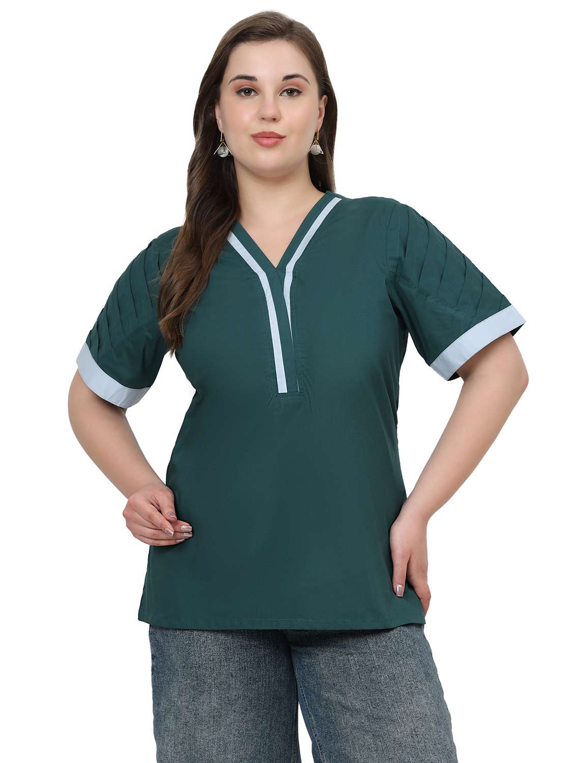 women solid short sleeves regular top