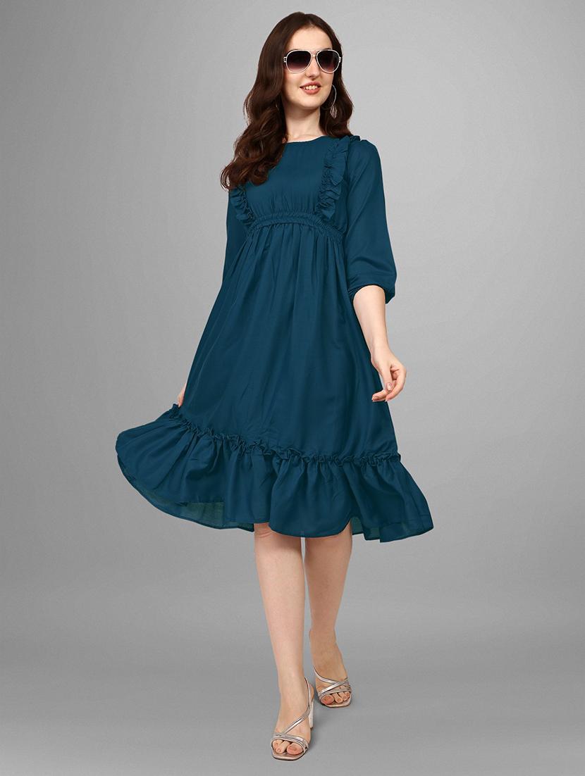 women three quarter sleeves tiered dress - 21796703 - Zoom Image - 0
