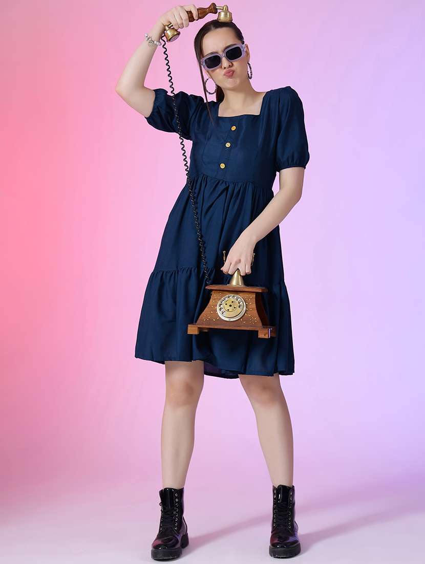 women puff sleeves tiered dress - 21796747 - Zoom Image - 0