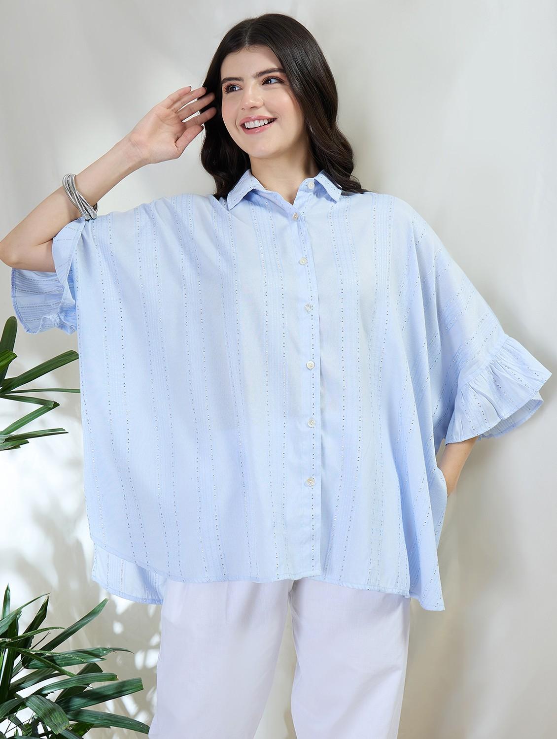 women colared relaxed fit kaftan shirt - 21796760 -  Zoom Image - 0
